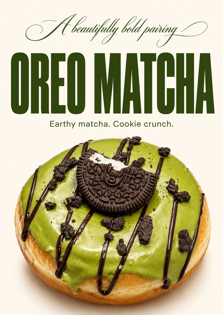 Oreo Matcha — earthy matcha, cookie crunch