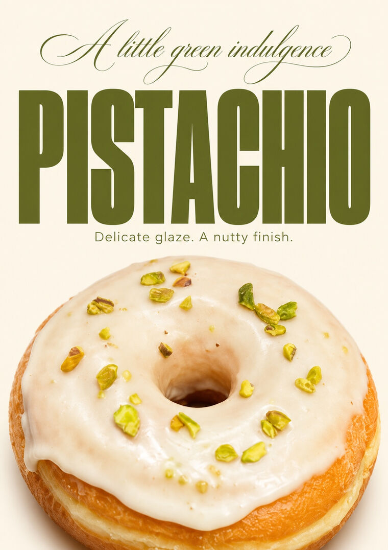 Pistachio — delicate glaze, nutty finish